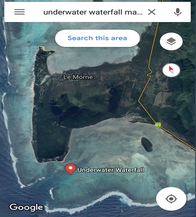 helicopter mauritius underwater waterfall
